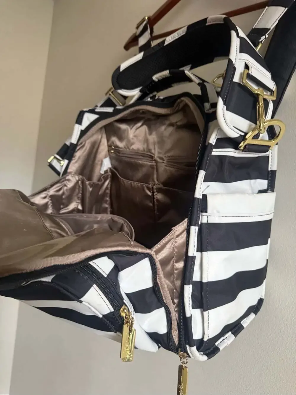 JuJuBe B.F.F. The First Lady Convertible Diaper Bag Black White Gold Luxury Baby